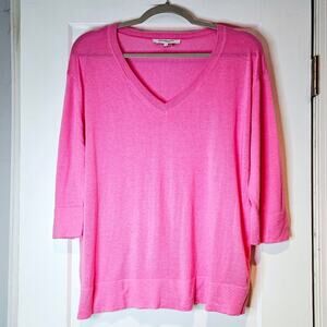 Gerard Darel Pink Lightweight V-Neck Knit Sweater
